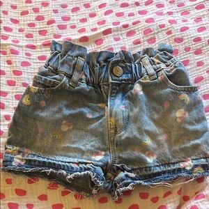 GAP Blue Denim Shorts with Distressed Look and Paperbag Waist